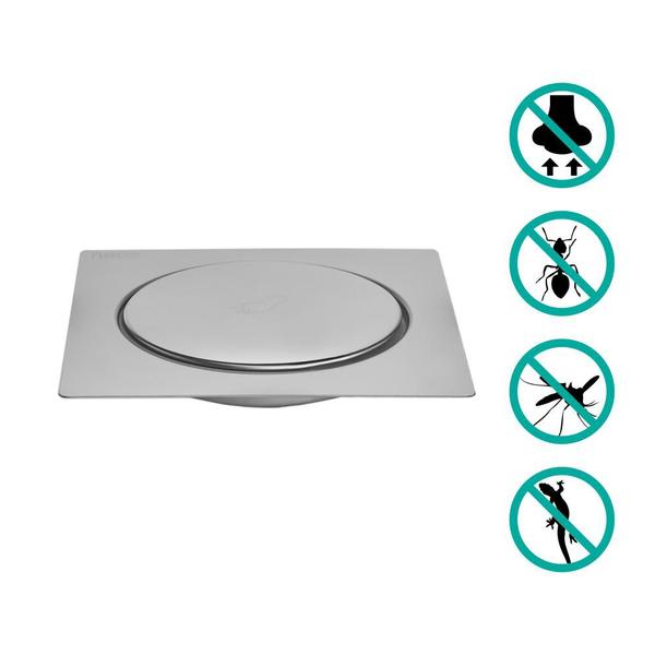 Ralo Inteligente Para Piso tipo click 10x10 cm - Bruno Acabamentos Imagem de Ralo Inteligente Para Piso tipo click 10x10 cm