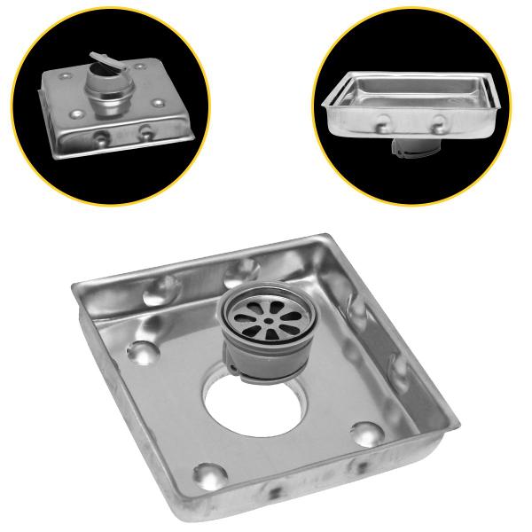 Imagem de Ralo Invisível Embralumi Tampa Oculta Aço Inox 304 Anti Odor 10x10cm