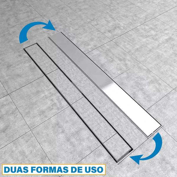 Imagem de Ralo Invisivel Linear 30cm Inox  Anti Odor Anti Insetos Tampa Aço Escovado Banheiro