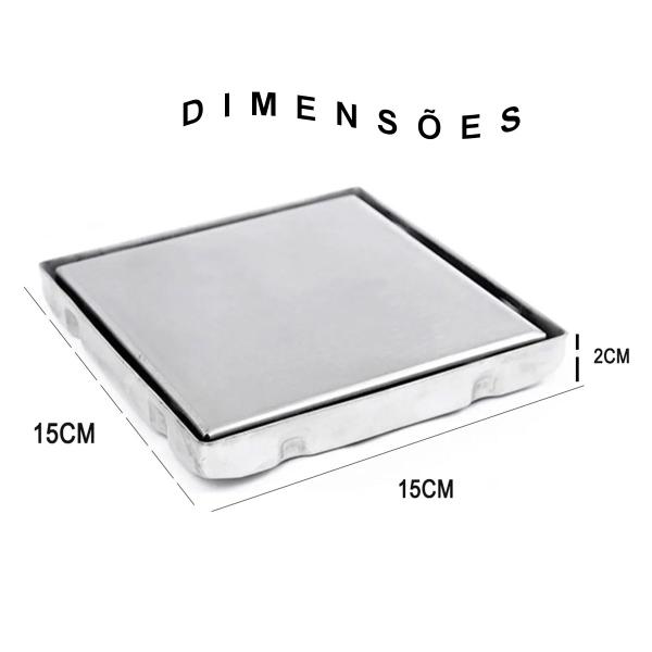 Imagem de Ralo Invisivel Oculto 15x15 Inox Kit 7 Uni Anti Odor Banheiro Casa Cozinha Varanda Lavabo Lavanderia Segurança Discreto