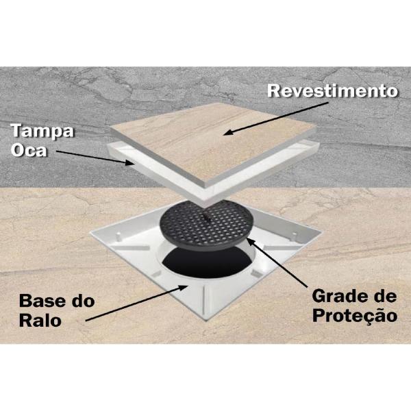 Imagem de Ralo Invisível Oculto De Embutir Anti Inseto 10X10Cm 02 Un