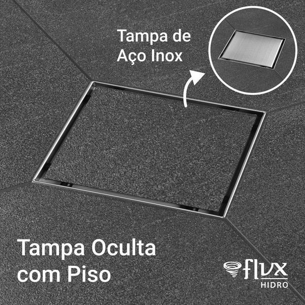 Imagem de Ralo Invisível Oculto Duplo Inox 10 x 10 cm Flux Hidro