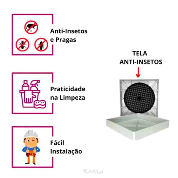 Imagem de Ralo Invisível Oculto Inteligente Anti Odor e Insetos Interno e Externo 150mm