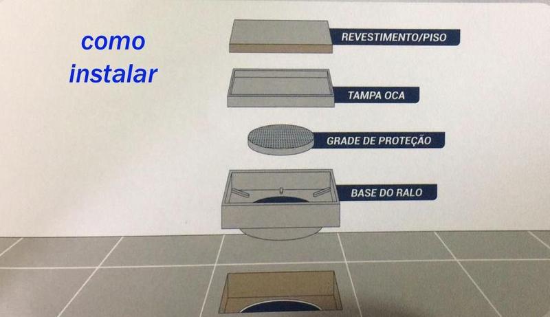 Imagem de Ralo Invisível Sifonado 15x15 Branco Banheiro modelo Porcelanato Colar Piso com Caixa Sifonada 100 - Ficone Reis