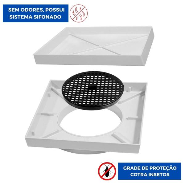 Imagem de Ralo Invisível Tampa Oculta Sifonado 10x10cm  Kaztec  Kit 02 Un