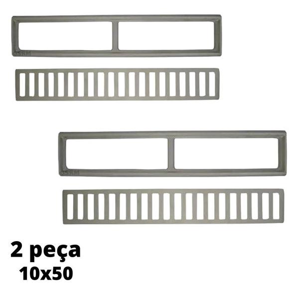 Imagem de Ralo Linear 10x100 Cm Alumínio Escovado Grelha 2 unidades 10x50