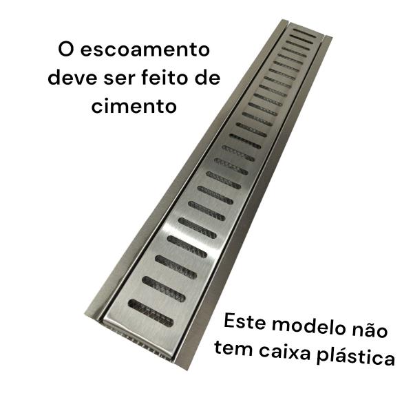 Ralo Linear 10x60 Inox 304 com Aro e Tela Anti Escorpião - Ficone & Reis Imagem de Ralo Linear 10x60 Inox 304 com Aro e Tela Anti Escorpião