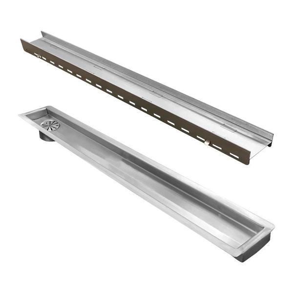 Imagem de Ralo Linear 130 Cm Oculto De Inox Com Saida De 5cm Lateral