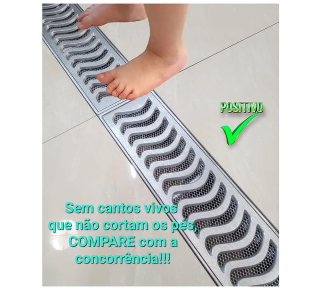 Ralo Linear 15x200cm Elite Em Alumínio Reforçado Com Aro De fixação e Tela Anti inseto (kit 4 ralos de 50cm) - Znubi Grelhas & Cia Imagem de Ralo Linear 15x200cm Elite Em Alumínio Reforçado Com Aro De fixação e Tela Anti inseto (kit 4 ralos de 50cm)