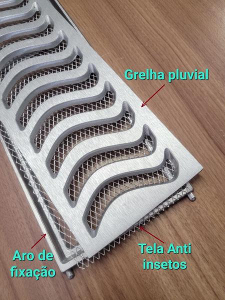 Ralo Linear 15x200cm Elite Em Alumínio Reforçado Com Aro De fixação e Tela Anti inseto (kit 4 ralos de 50cm) - Znubi Grelhas & Cia Imagem de Ralo Linear 15x200cm Elite Em Alumínio Reforçado Com Aro De fixação e Tela Anti inseto (kit 4 ralos de 50cm)