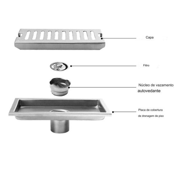 Imagem de Ralo Linear 50cm Inox Anti Odor Anti Inseto Banheiro Lavabo Area Externa Quintal Resistente Higienico Seguro