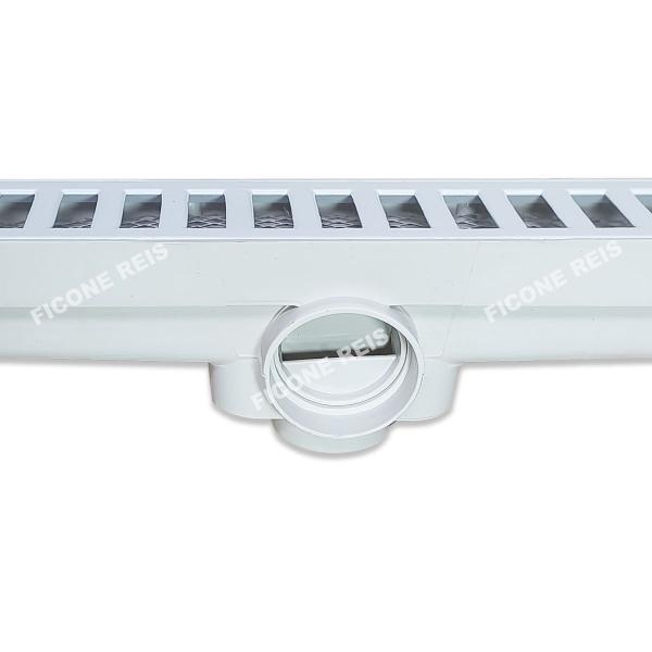 Imagem de Ralo Linear 5x70 Grelha Aluminio Branco Com Tela Anti Insetos e Coletor Branco