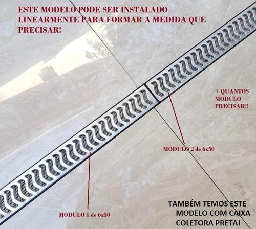 Imagem de Ralo Linear 6cm X 50cm Com Caixa Coletora Saída Linear