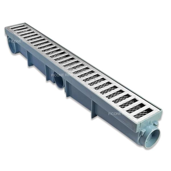 Imagem de Ralo Linear 6x50 Alumínio com Tela Coletor Cinza Sequencial Saídas de 40mm Borda Piscina