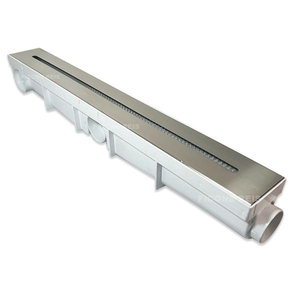 Imagem de Ralo Linear 6x50 Inox 304 modelo Ciclope Coletor Branco Com Tela Anti Insetos