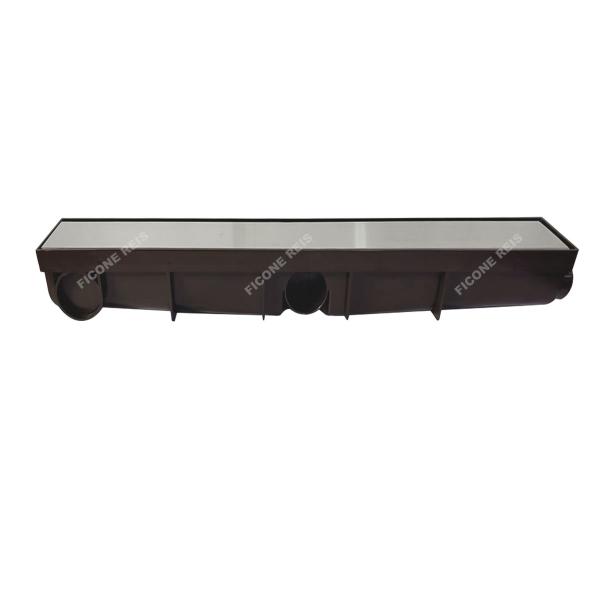 Imagem de Ralo Linear 6x50 Inox modelo Oculta Coletor Marrom Sequencial Saídas de 40mm