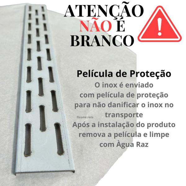 Imagem de Ralo Linear 6x50 Inox modelo Tracejado com Tela Coletor Cinza Sequencial Saídas de  40mm