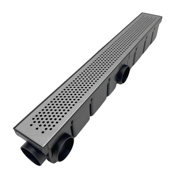 Ralo Linear 6x50 Inox Perfurado Quintal Coletor Preto - Ficone & Reis Imagem de Ralo Linear 6x50 Inox Perfurado Quintal Coletor Preto