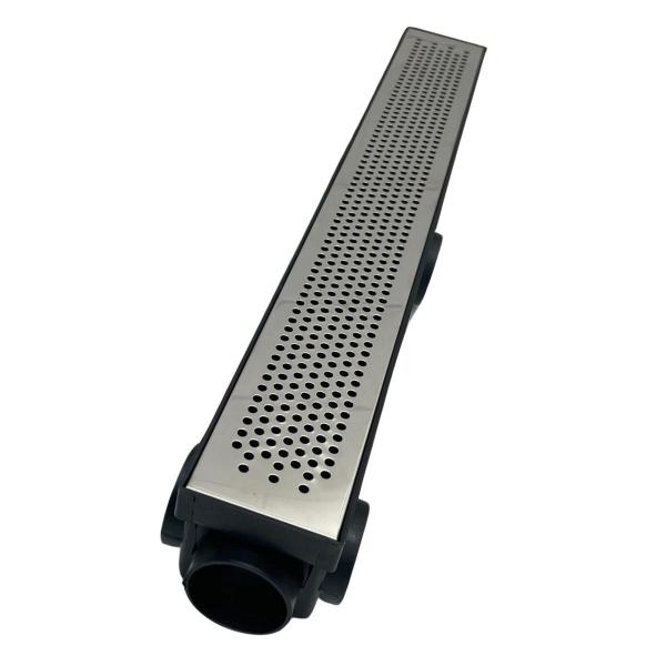 Ralo Linear 6x50 Inox Perfurado Quintal Coletor Preto - Ficone & Reis Imagem de Ralo Linear 6x50 Inox Perfurado Quintal Coletor Preto