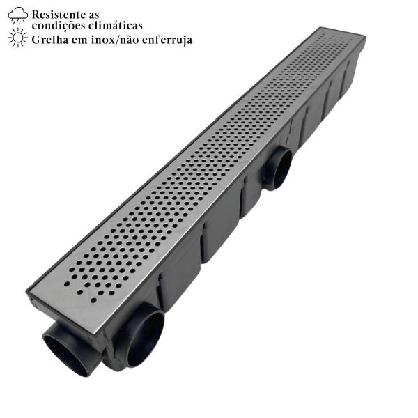 Imagem de Ralo Linear 6x50 Inox Perfurado Quintal Coletor Preto