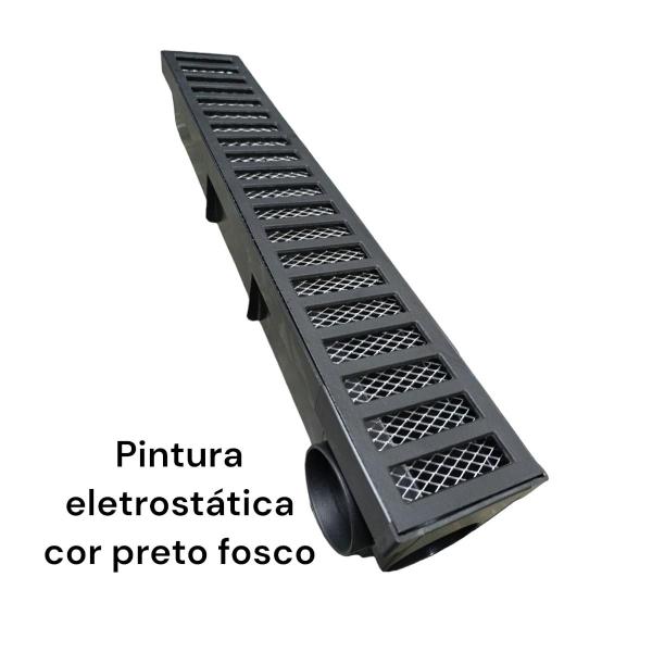 Imagem de Ralo Linear 8x50 Alumínio Preto Fosco com Tela Anti Escorpião