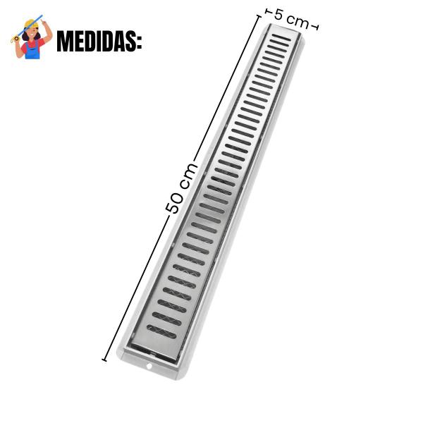 Imagem de Ralo Linear Aberto 5cm x 50cm Inox com Tela e Cocho Branco