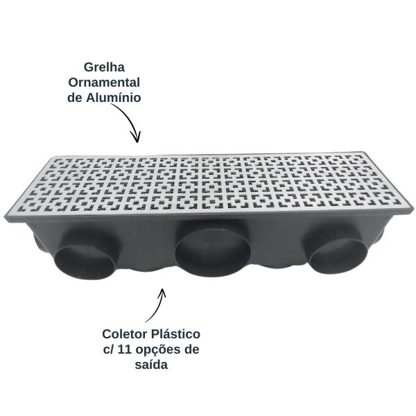 Imagem de Ralo Linear Alumínio 15x50 Dubai Multi Saídas 100 e 75mm