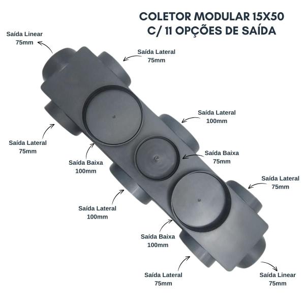 Imagem de Ralo Linear Alumínio 15x50 Dubai Multi Saídas 100 e 75mm