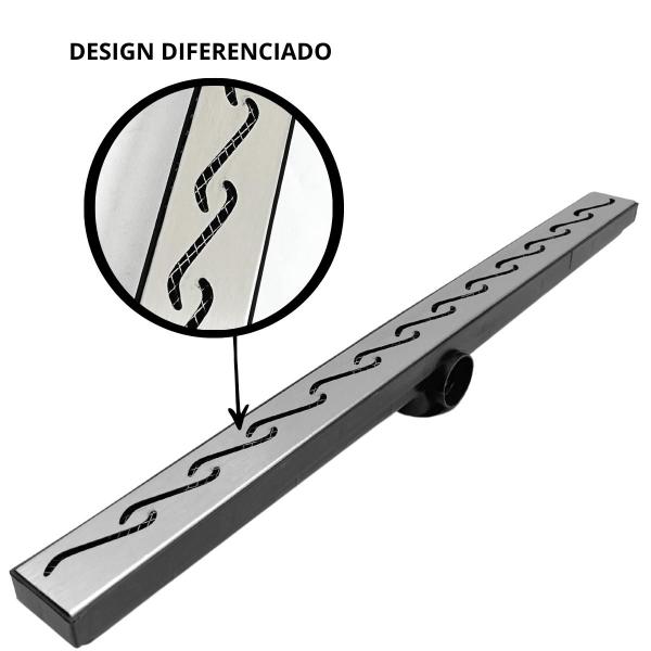 Imagem de Ralo Linear Box de Banheiro 5x70 Inox 304 Tela e Coletor Plástico Saída 40mm