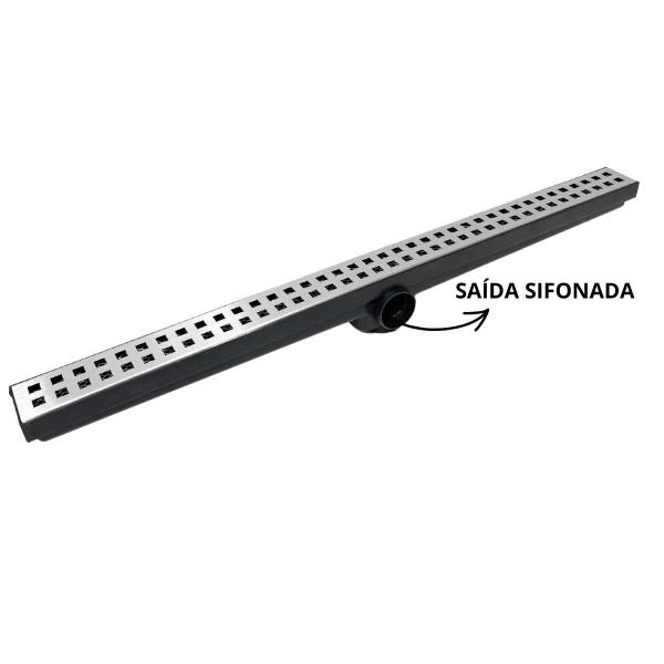 Imagem de Ralo Linear de Banheiro 5cm x 70cm Qdr Col Preto e Tela