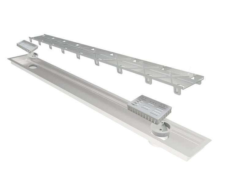 Imagem de Ralo Linear Elleve Multimaster Tampa Oculta 110cm 2 Saídas Linear