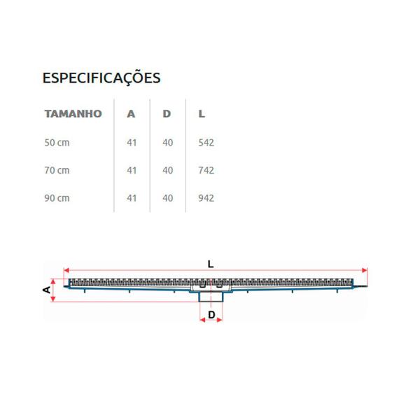 Imagem de Ralo linear grelha branca 50 cm tigre