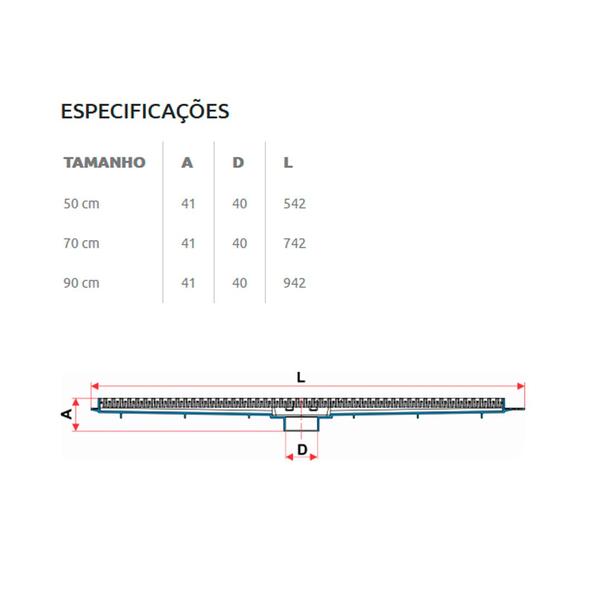 Imagem de Ralo linear grelha cobertura cromada 50 cm tigre