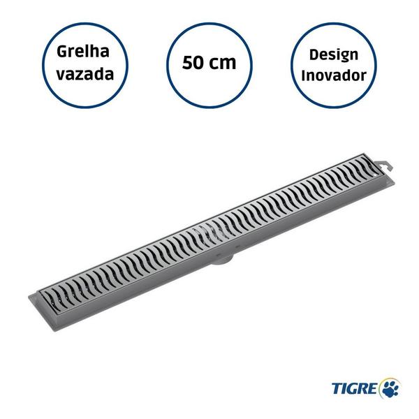 Imagem de Ralo linear grelha cobertura cromada 50 cm tigre