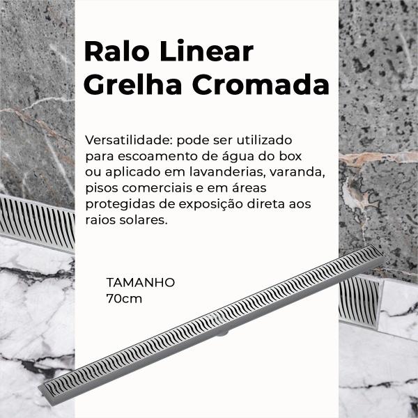 Imagem de Ralo Linear Grelha Cromada 70cm Para Banheiro Tigre Kit C/ 2