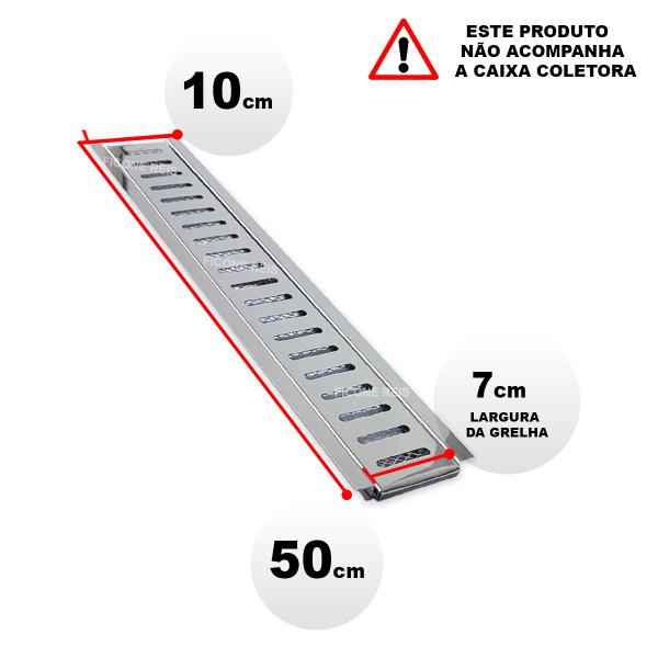 Ralo Linear Inox 10cm x 50cm com aro e Tela Anti Insetos - Ficone Decor Imagem de Ralo Linear Inox 10cm x 50cm com aro e Tela Anti Insetos - Ficone Decor
