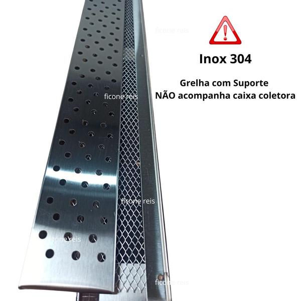 Imagem de Ralo Linear Inox 304 modelo 7x50 com suporte e Tela Anti Insetos Borda de Piscina Varanda ( 7,5cm x 50cm) Ficone Reis