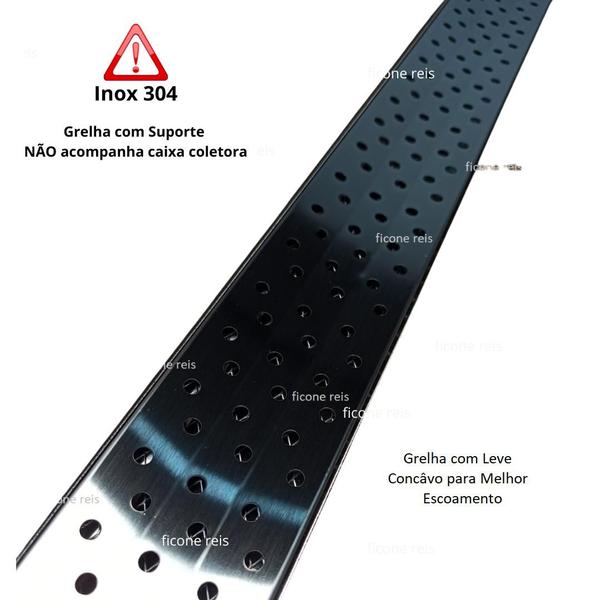 Ralo Linear Inox 304 modelo 7x50 concova com aro e Tela Anti Insetos Borda Piscina Varanda ( 7,5cm x 50cm) Ficone Reis Imagem de Ralo Linear Inox 304 modelo 7x50 concova com aro e Tela Anti Insetos Borda Piscina Varanda ( 7,5cm x 50cm) Ficone Reis