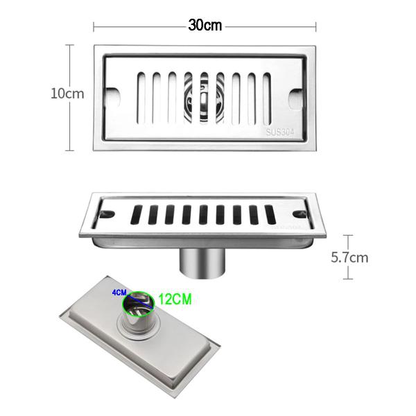 Imagem de Ralo Linear Inox 30cm Banheiro  Area Externa Anti Odor Anti Inseto Lavabo Piscina Quintal Resistente Higienico Seguro