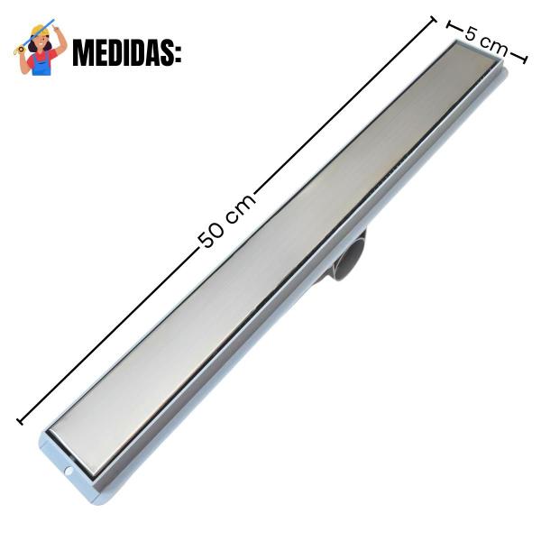 Imagem de Ralo Linear Inox 5x50 com Tela Invisível Piso e Coletor Cinza