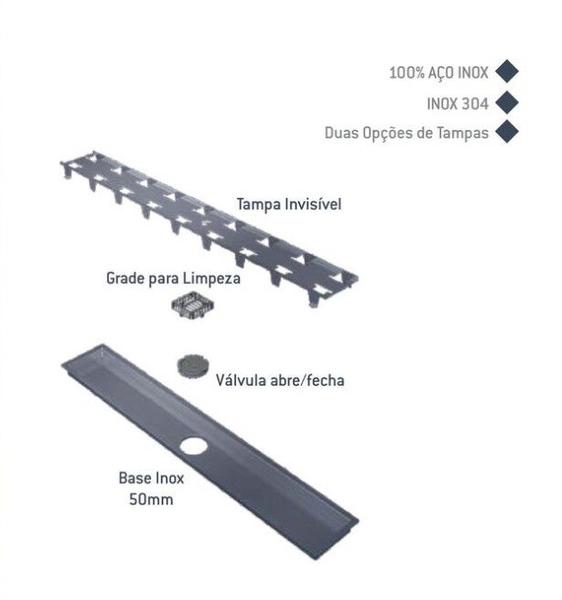 Ralo linear inox clean 120x8 cm com tampa invisivel - bf - aisi 304 rli1200 selmetal Imagem de Ralo linear inox clean 120x8 cm com tampa invisivel - bf - aisi 304 rli1200 selmetal
