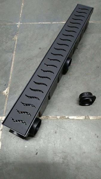 Ralo Linear Inox Preto Fosco 6x50 com Coletor e Tela - Ficone & Reis Imagem de Ralo Linear Inox Preto Fosco 6x50 com Coletor e Tela