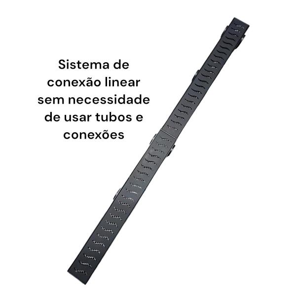 Ralo Linear Inox Preto Fosco 6x50 com Coletor e Tela - Ficone & Reis Imagem de Ralo Linear Inox Preto Fosco 6x50 com Coletor e Tela