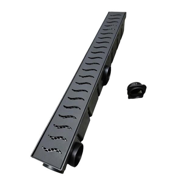 Ralo Linear Inox Preto Fosco 6x50 com Coletor e Tela - Ficone & Reis Imagem de Ralo Linear Inox Preto Fosco 6x50 com Coletor e Tela