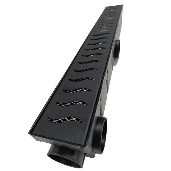 Ralo Linear Inox Preto Fosco 6x50 com Coletor e Tela - Ficone & Reis Imagem de Ralo Linear Inox Preto Fosco 6x50 com Coletor e Tela