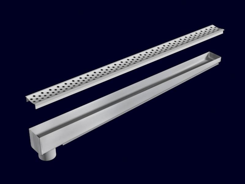 Ralo Linear Leve Grelha Saída Por Baixo Na Ponta Alumínio Anodizado 4,5X80Cm - Aminox Imagem de Ralo Linear Leve Grelha Saída Por Baixo Na Ponta Alumínio Anodizado 4,5X80Cm