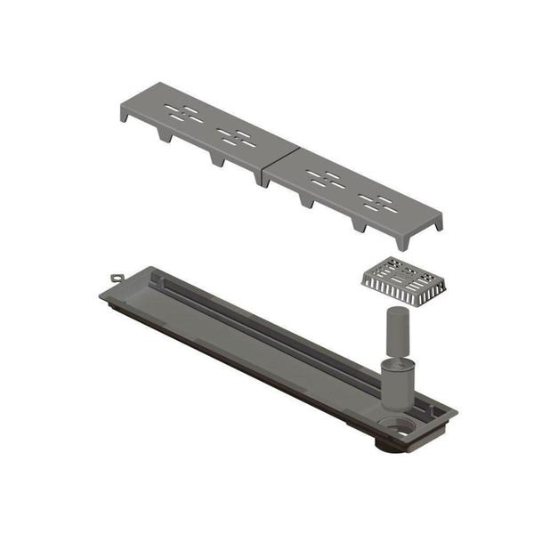 Imagem de Ralo Linear Novii PVC Sifonado 50cm Acabamento Cinza Vazado Linear