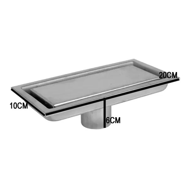 Imagem de Ralo Linear Oculto 20cm Invisivel Aço Inox Anti Odor Anti Inseto Banheiro Lavabo Resistente Seguro Higienico