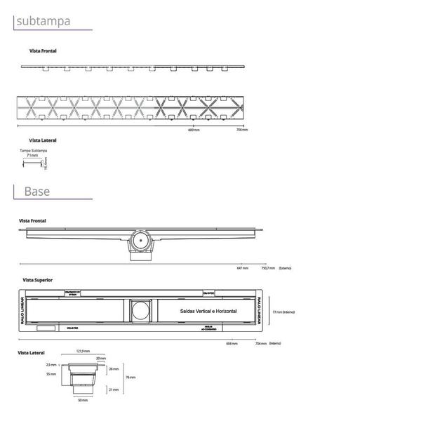 Imagem de Ralo Linear Oculto 70 cm sem sifão Smart