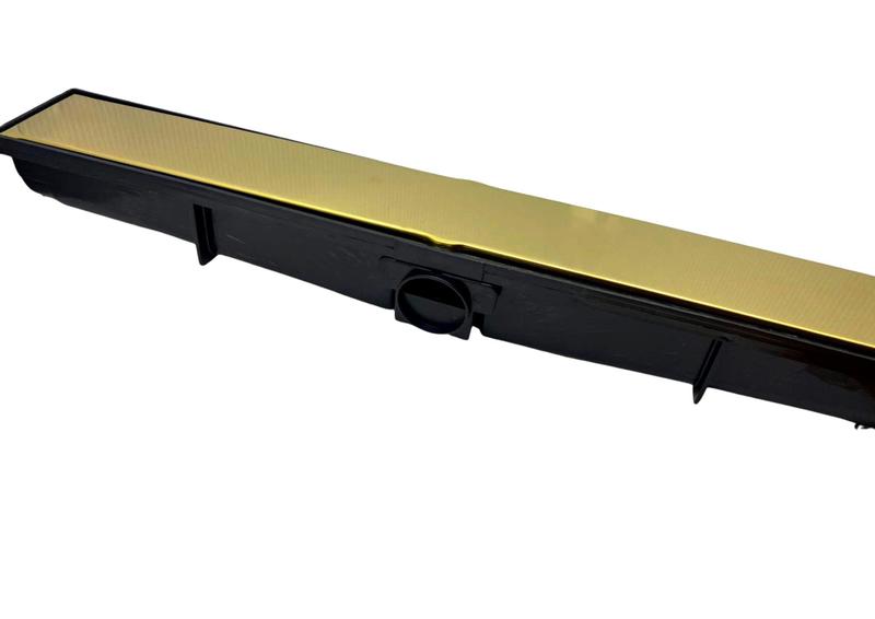 Imagem de Ralo Linear Oculto Dourado 6x100cm Preto Com tampa Aco Inox Fineza